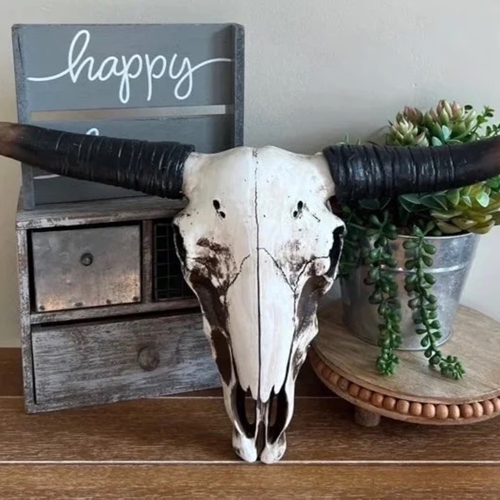 New Large 20” Decorative Boho Cow Skull